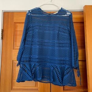 NWOT Shoshanna Blue Lace Peplum Top